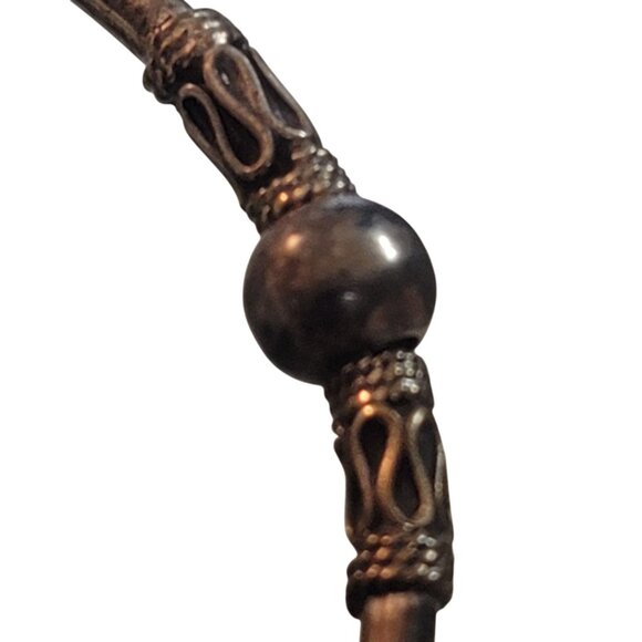 Vintage Balinese Sterling Silver Metal Bali Bangle Bracelet Filigree Bead - Picture 4 of 9